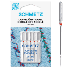 Dobbelt øjet symaskine nåle str 80 fra Schmetz