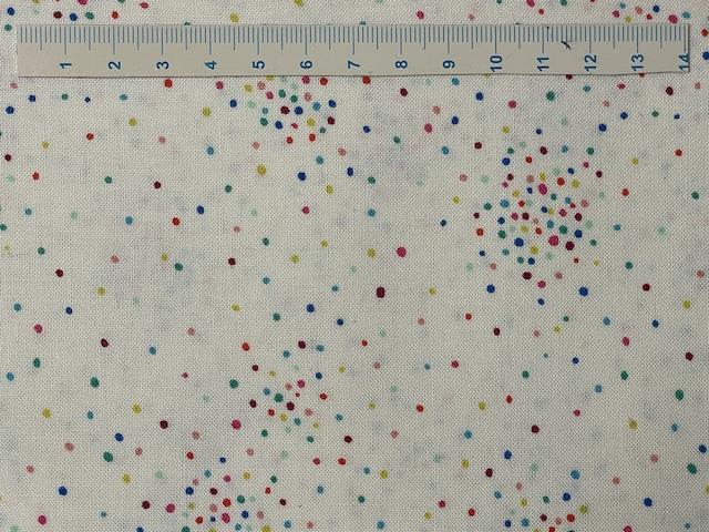 Konfetti prikker på  patchworkstof - multifarvet