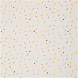 Blomster på bomuldsstof - Mariehøns og blomster 