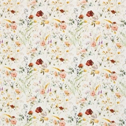 Blomster på bomuldsstof - sommer blomster på lys bund