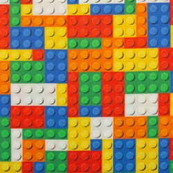 Lego klodser på bred bomuldsstof 