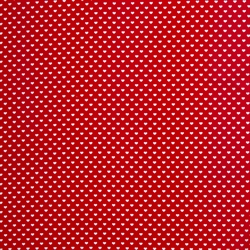 Rød-hvid bred bomuldsstof - Hvide Hjerter