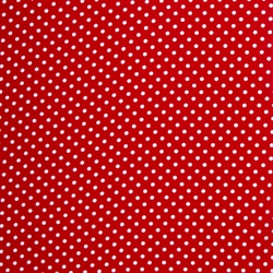 Rød-hvid bred bomuldsstof - Rød med hvide prikker