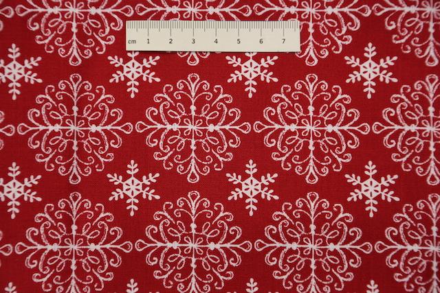 Home for the Holidays patchworkstof - Rød med Snirkler