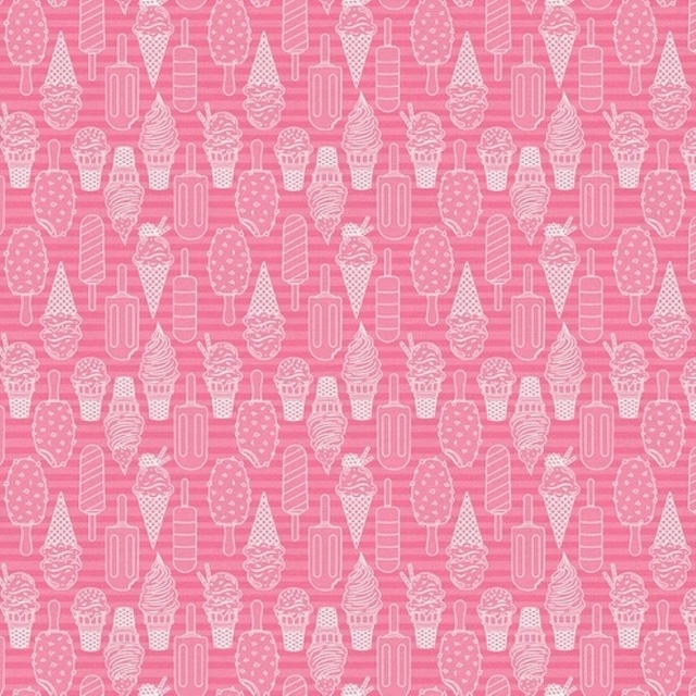 Ice Cream Dream patchworkstof - Lyserøde is