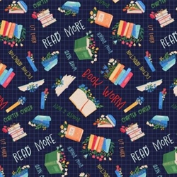 Bookworm patchworkstof 110 cm bred Bøger og tekst
