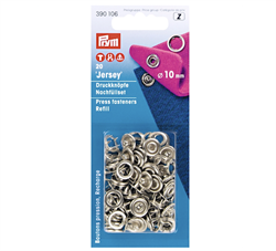 20 stk jersey trykknapper 10 mm fra Prym Sølv ring Refill