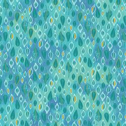 Turkis blågrøn patchworkstof - Blade