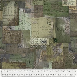 Boho Chick patchworkstof - Grøn-grå