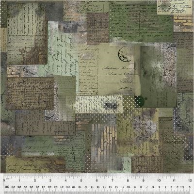 Boho Chick patchworkstof - Grøn-grå