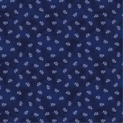 China blue patchworkstof - Lille blomst blå bund