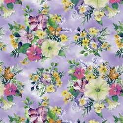 Violeta patchworkstof Store blomster 110 cm bredVioleta patchworkstof Store blomster 110 cm bred