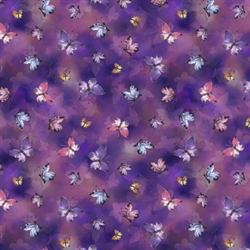 Violeta patchworkstof Lilla sommerfugle 110 cm bred