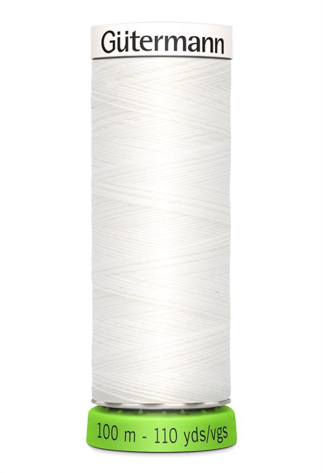 Sytråd af 100% genbrugs polyester 100 m Hvid