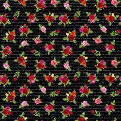La vive en rose patchwork stof - Mini roser 