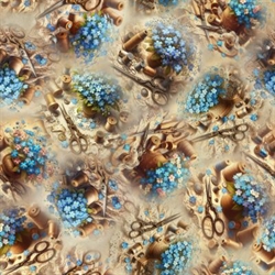 Forget me not patchworkstof - Sytilbehør