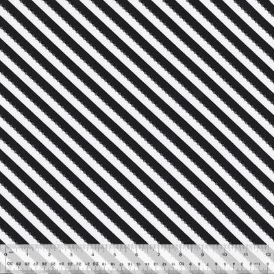 Striber i sort og hvid patchworkstof - på skrå