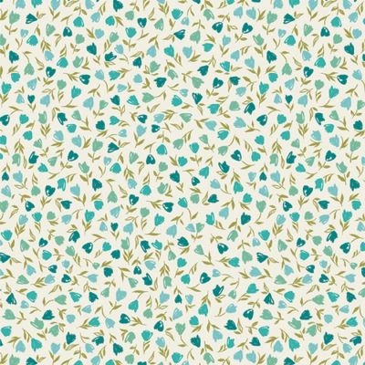 Bloomcore patchworkstof - Grøn Enkelt blomster