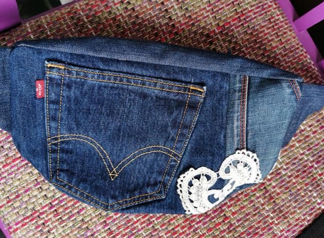 Bumbag syet af cowboy bukser med blonder