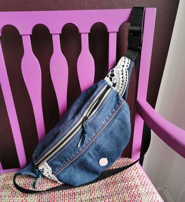 Bumbag syet af cowboy bukser med blonder