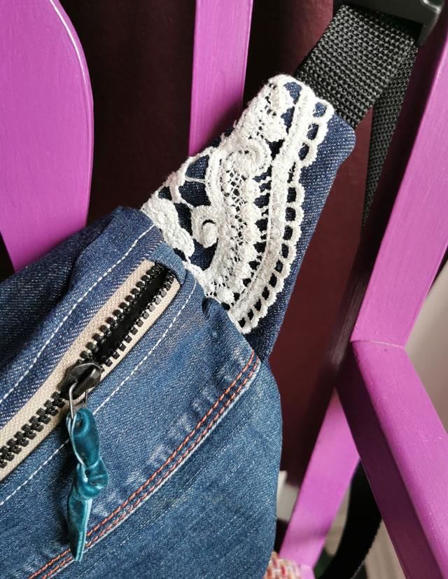 Bumbag syet af cowboy bukser med blonder