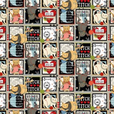 Knit1, purr2 patchworkstof - Motiver