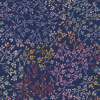 Flutter Blooms  patchworkstof Grene på mørk bund 110 cm bred