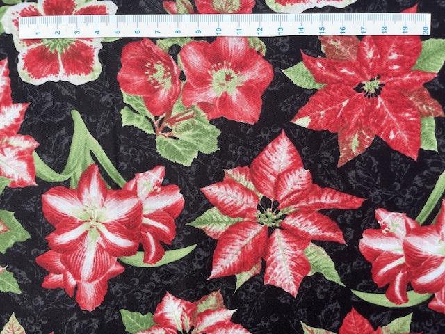 Julestjerner på patchworkstof - Sort bund