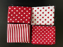 Rød-hvid bred bomuldsstof - 4 stk/FQ 