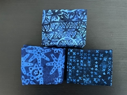Blå batik patchworkstof 3 stk/FQ 