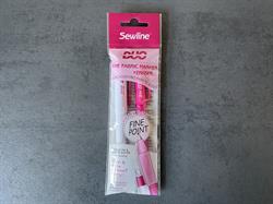 Duo - Fine Fabric Marker + Eraser fra Sewline
