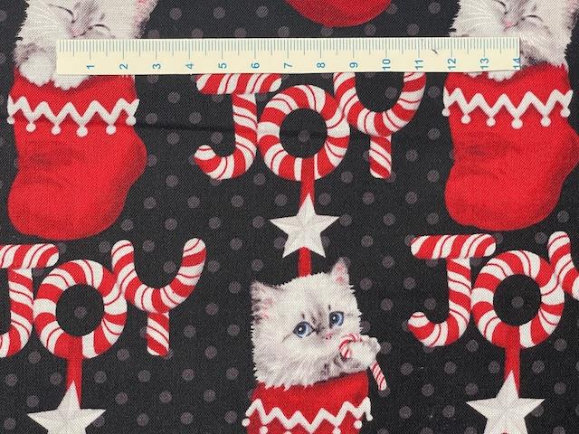 Katte i julesok på patchworkstof - Store