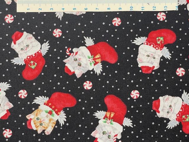 Katte i julesok på patchworkstof - Små