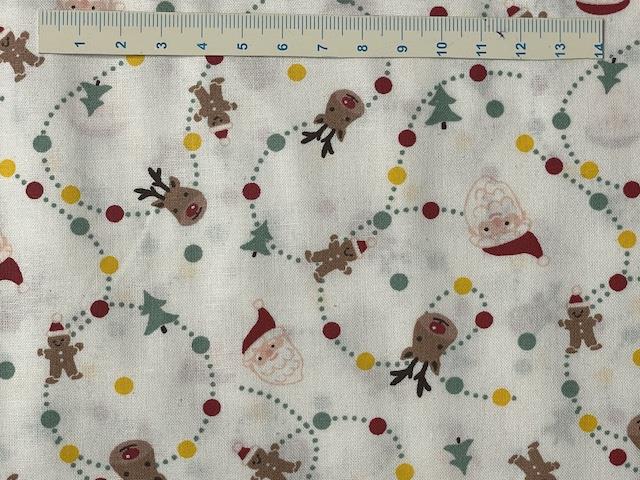 Juleting på bred bomuldsstof - Lys bund