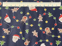 Juleting på bred bomuldsstof - Mørk bund