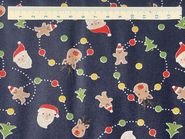 Juleting på bred bomuldsstof - Mørk bund