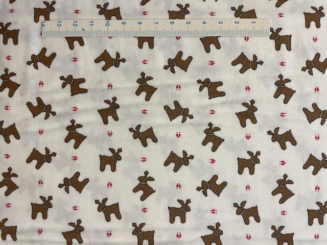 Brune rensdyr på lys patchworkstof 