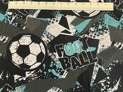 Fodbolde på bred bomuldsstof - Tekst
