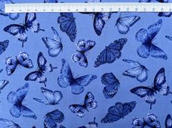 Blue Jubilee patchworkstof - Sommerfugle lyseblå bund