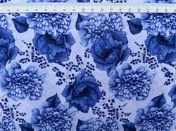 Blue Jubilee patchworkstof - Blå og hvide blomster