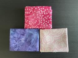 Batik patchworkstof - 3 stk/FQ - Lilla pink