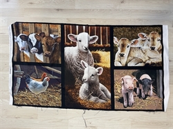 Bondegårds dyr 5 motiver på patchworkstof 1 rapport