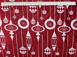 Røde og hvide jule patchworkstof - Julekugler