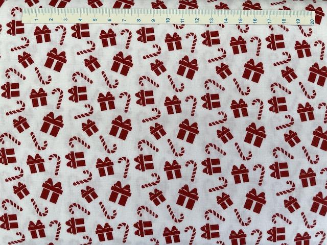 Gaver og sukkerstokke på bred bomuldsstof 