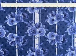 Blue Jubilee patchworkstof - Blomster og striber