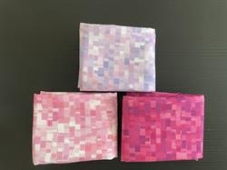 Firkanter på patchworkstof 3 stk/FQ - Pink lilla
