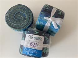20 stk 2,5" Jelly Roll Batik Patchworkstof strimler - Blå