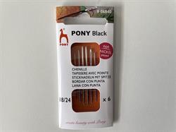 Stramaj nåle med spids/Tapestry fra Pony black (06840)