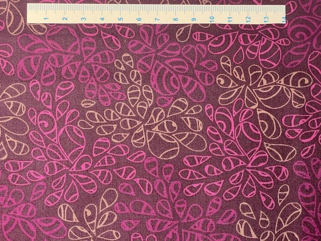 Nature elements patchworkstof - Mørk pink