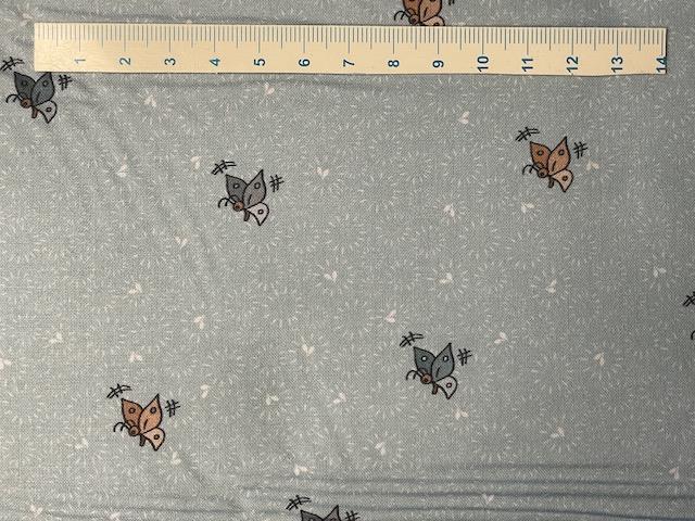 Lyseblå patchworkstof - Sommerfugle